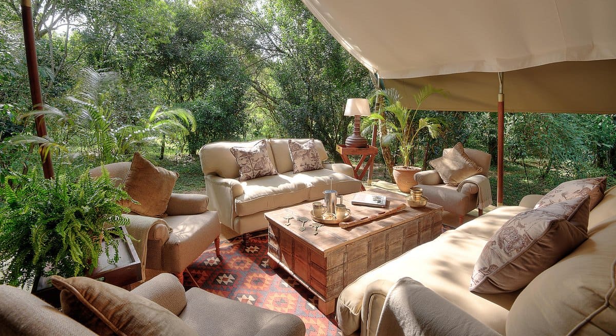 Olive Bush Camp tented retreat at sunset on the 3 days 2 nights Masai Mara safari